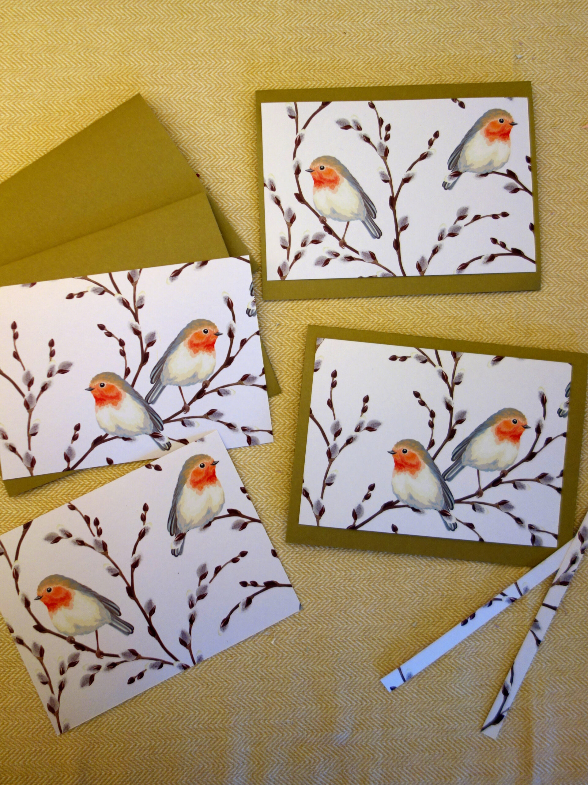 Afie Glückwunschkarte „Happy Year“ – Goldfarben Mit Rotkehlchen & Wintermotiven, Inkl. Umschlag
